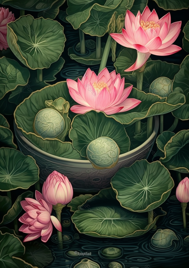 粉色荷花莲蓬插画手绘风景画,插画/手绘图,插画/手绘图库,插画/手绘图下载,插画/手绘